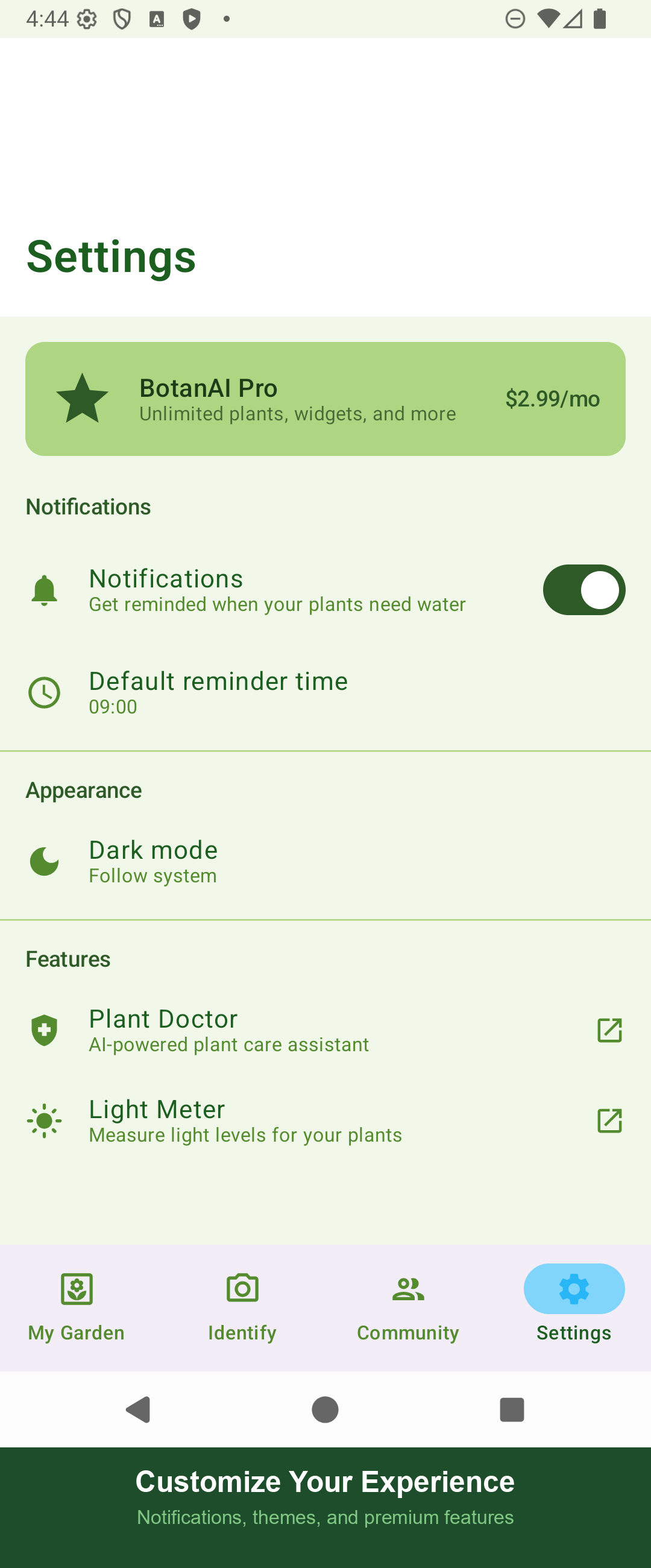Home Screen Widget in BotanAI