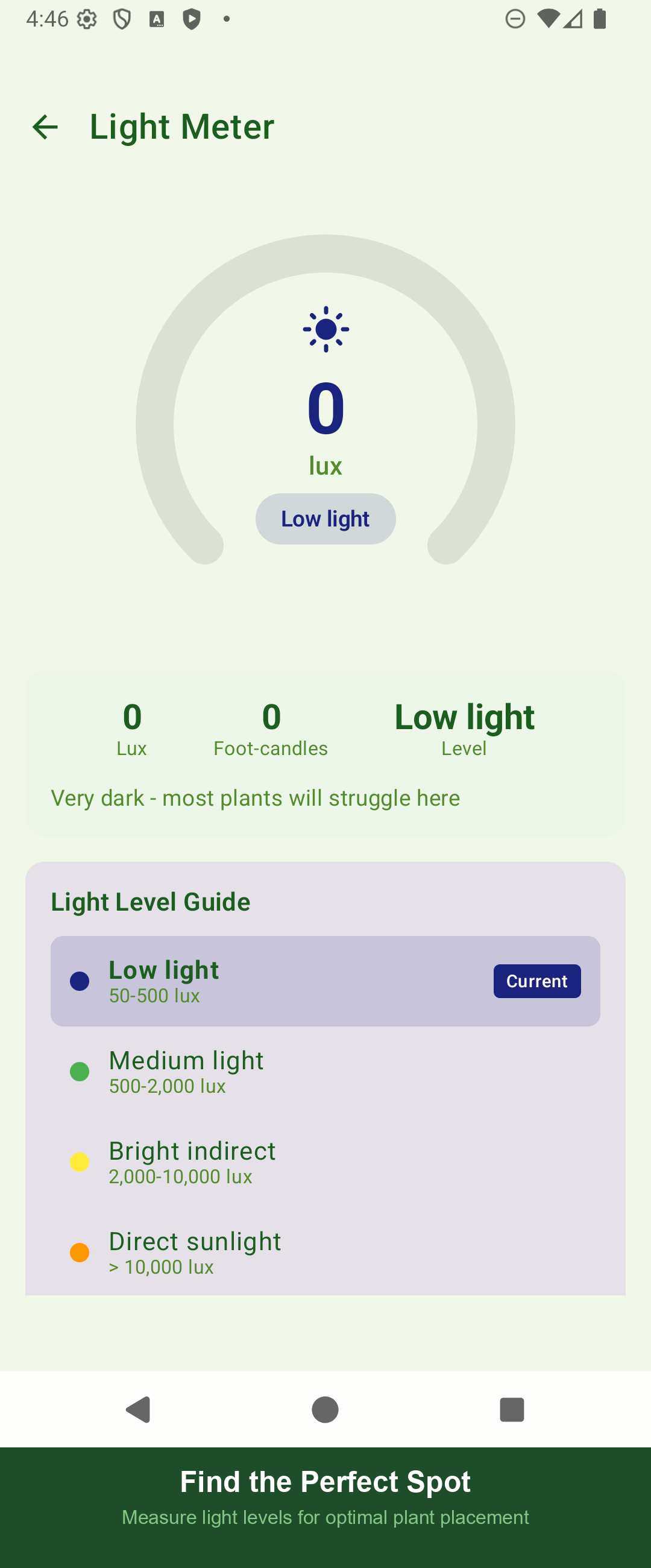 BotanAI Light Meter Feature